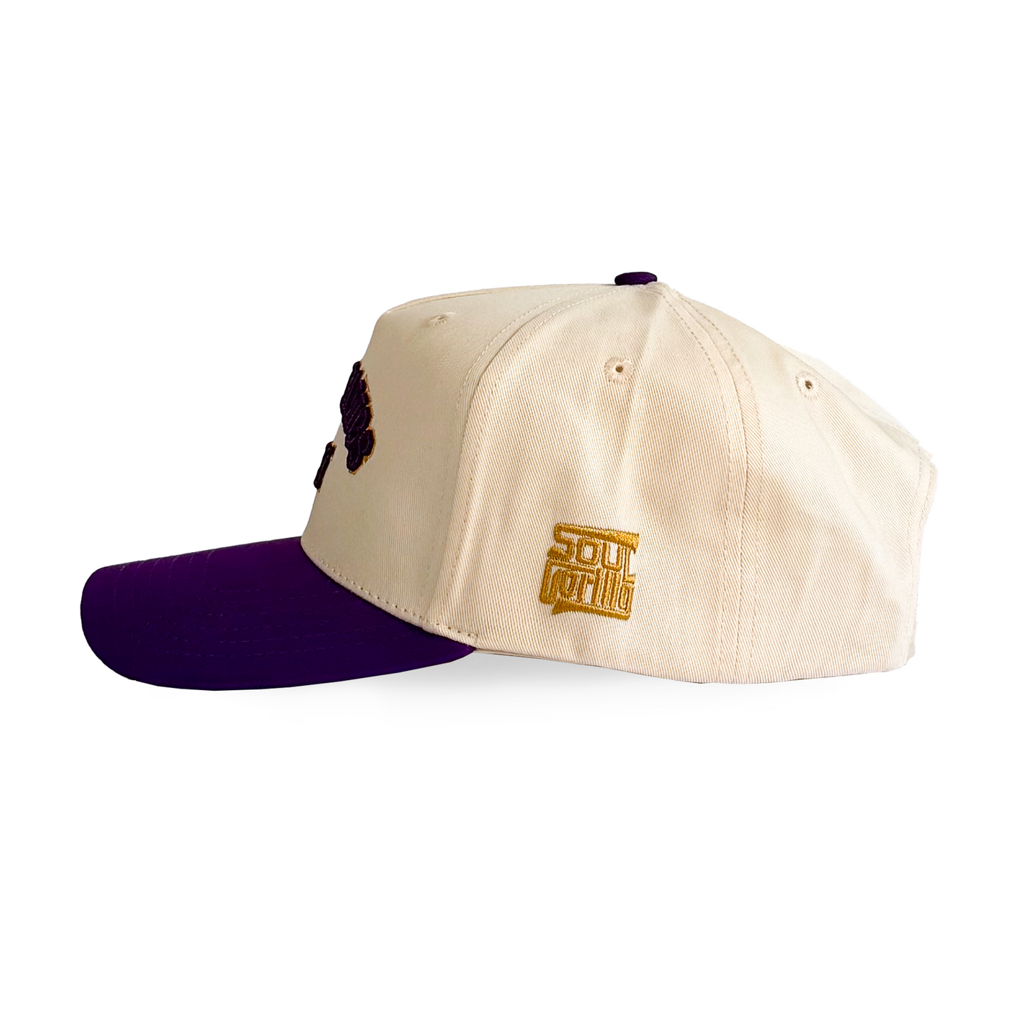 "Real Dawgs Only" Varsity Lettering| Purple, Gold and Cream Snapback