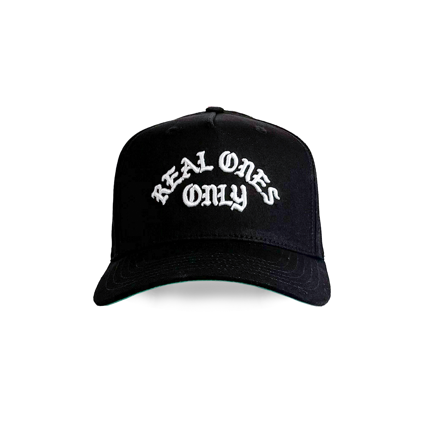 "Real Ones Only" Old English Lettering | Black and White w/ Green Underbill