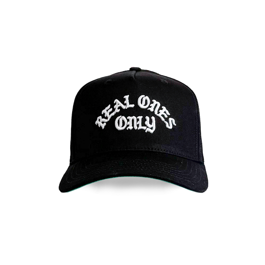"Real Ones Only" Old English Lettering | Black and White w/ Green Underbill