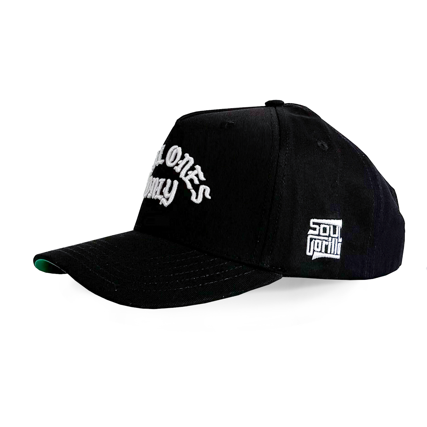 "Real Ones Only" Old English Lettering | Black and White w/ Green Underbill