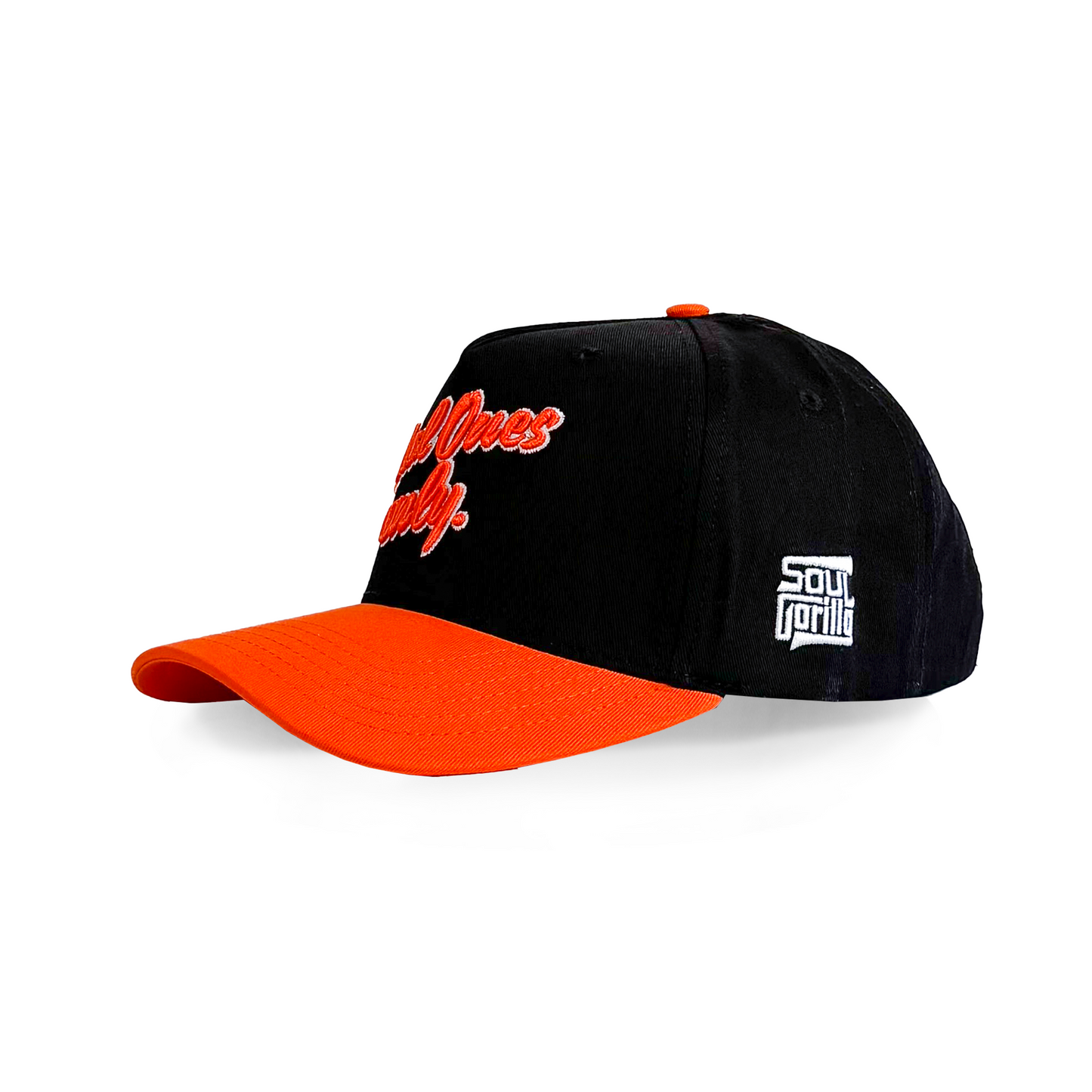 "Real Ones Only" Cursive| Orange & White on Black Snapback