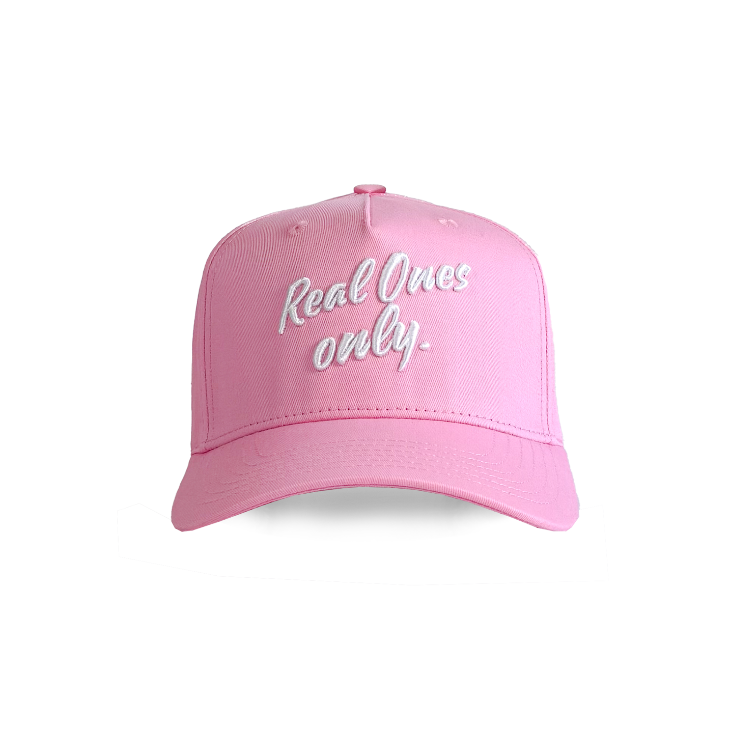 "Real Ones Only" Cursive| Pink & White Snapback