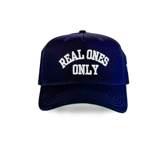 "Real Ones Only" Varsity Snapback Navy Blue w/ Green Underbill